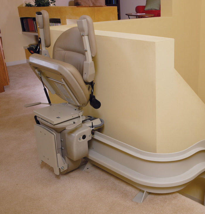 Bruno elite curved stairlift folded up