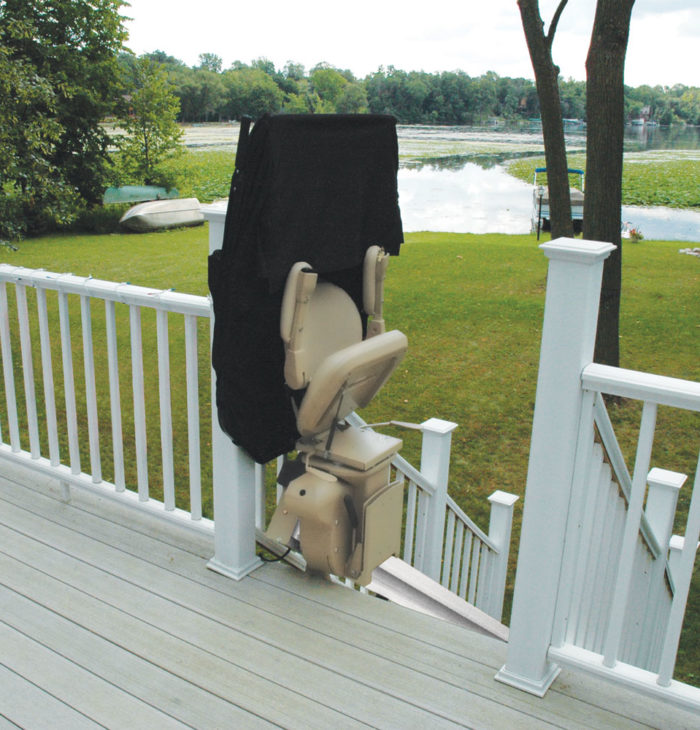 Outdoor stairlift with weather resistant covering