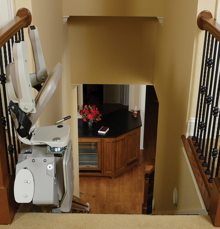 Stairlift folded up