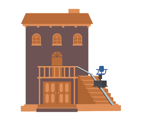 graphic of outdoor stairlift