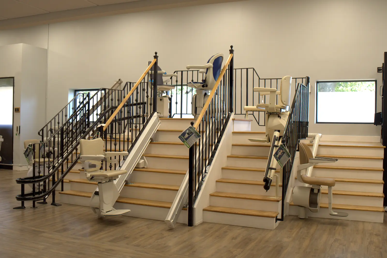 Handicare Freecurve custom curved stairlift in the 101 Mobility showroom